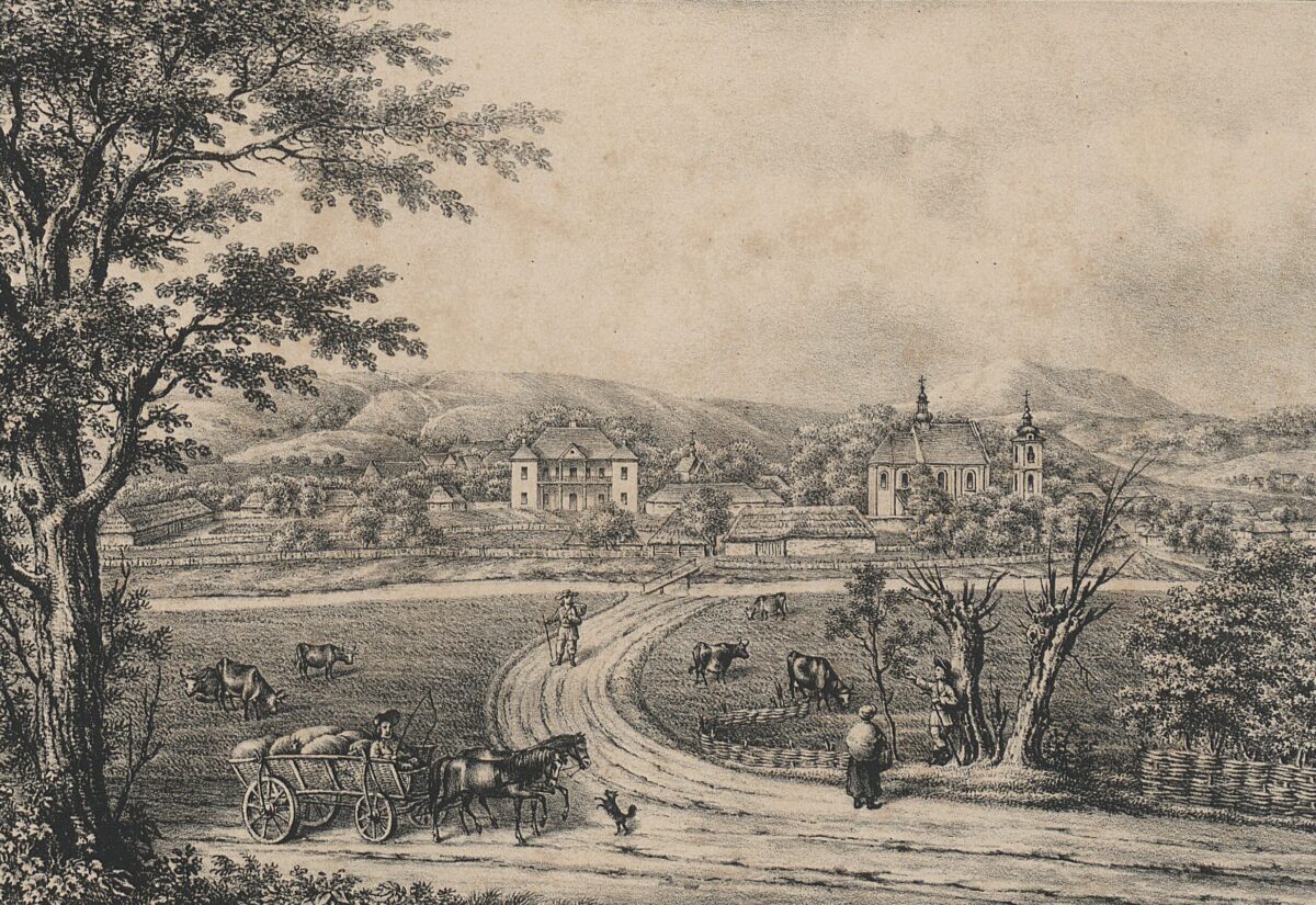 Widok na Uherce - początek XIX wieku