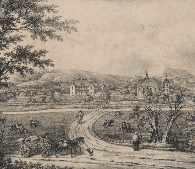 Widok na Uherce - początek XIX wieku