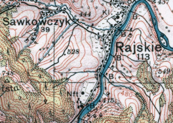 Fragment przedwojennej mapy Bieszczadów Wojskowego Instytutu Geograficznego